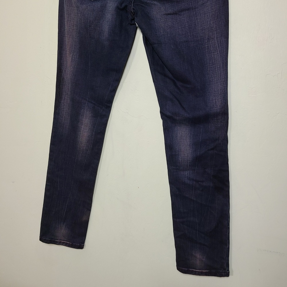Y2K Embellished Pocket Jeans Dark Wash Faded‎ Purple Skinny 30 NWT - Picture 12 of 13